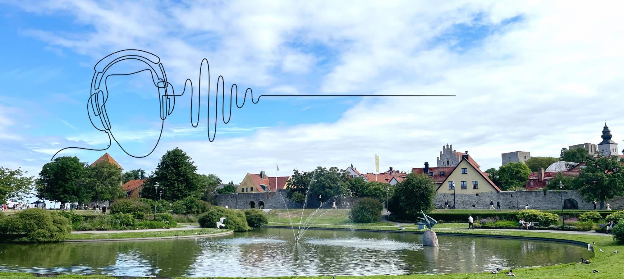 Vy över Almedalsparken i Visby.
