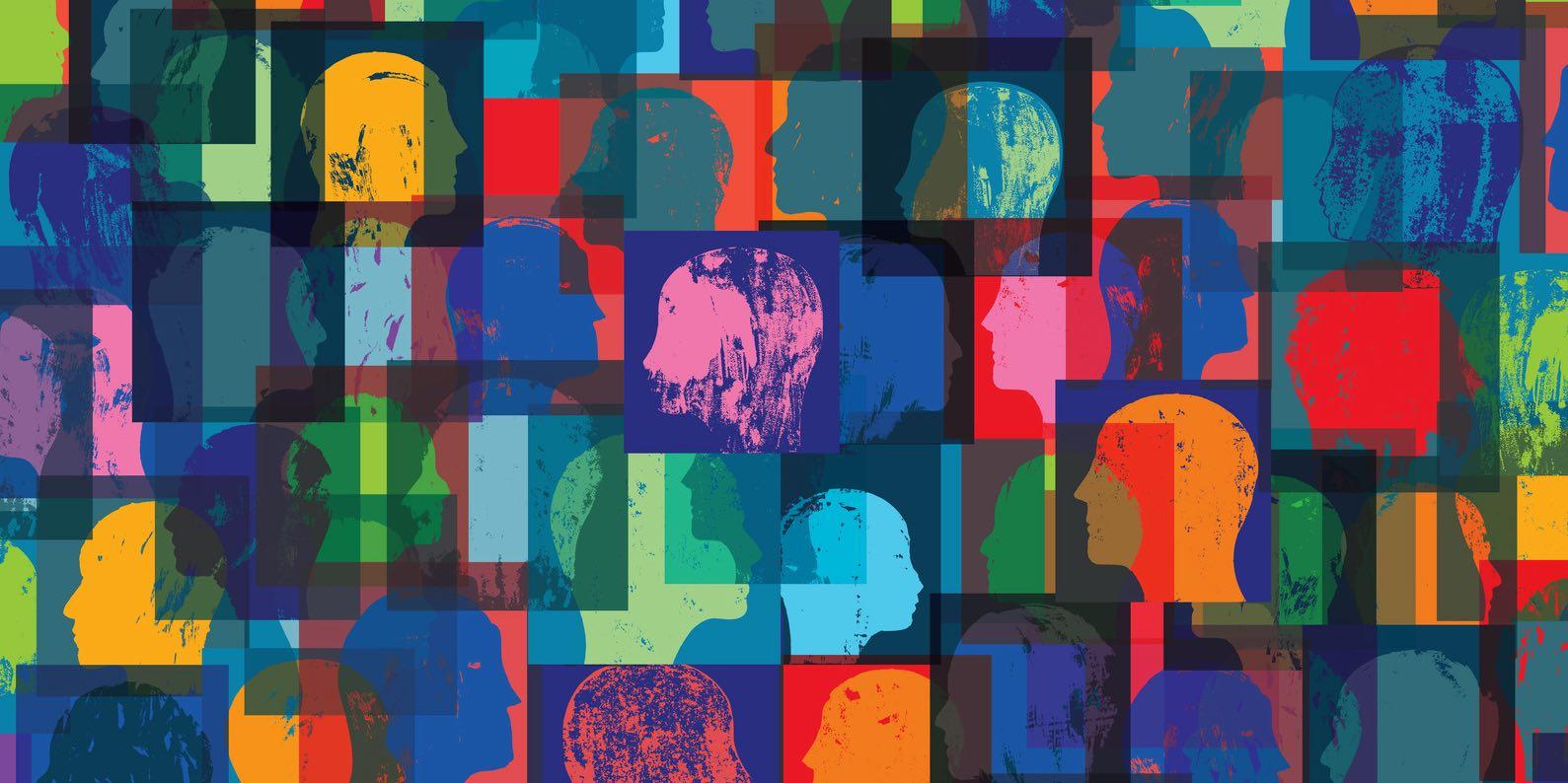 Konstnärlig bild på huvuden.